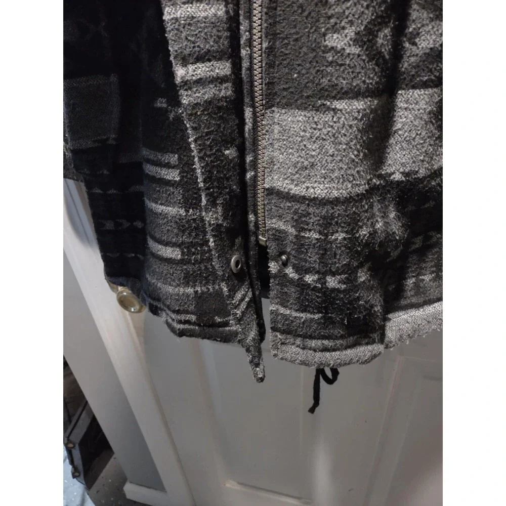 Mossimo Supply‎ Co Womens Grey Black Southwestern Geometric Hooded Parka Coat S